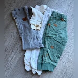 Carter's Kids Sweatpants & Onesie - Gray, White, Green | Set of 4 Items